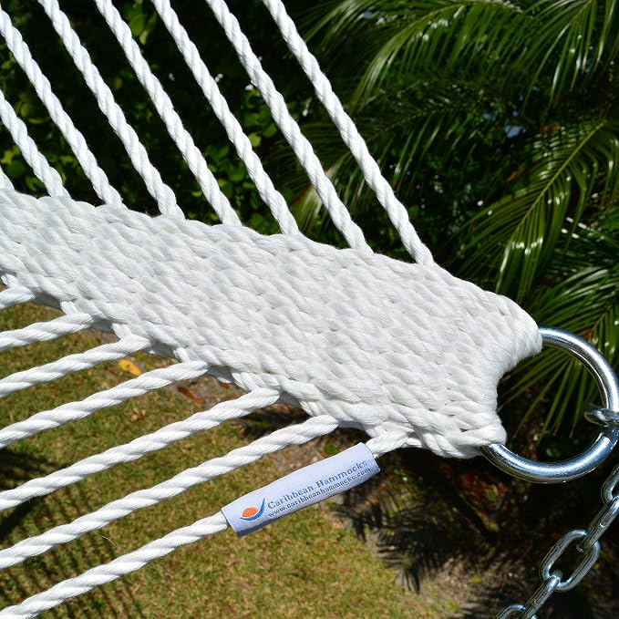Jumbo Caribbean Hammock and Metal Tribeam Stand (White)