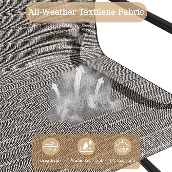 Kullavik 4-Piece Outdoor Patio Furniture Set,Textilene Patio Conversation Set with Loveseat,2 Single Chairs,Glass Coffee Table for Garden,Lawn,Balcony,Poolside,Brown