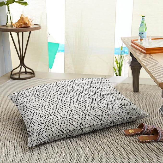 Sorra Home Square Floor Pillow with Corded Edges, 26" x 35" x 5", Capra II Shadow