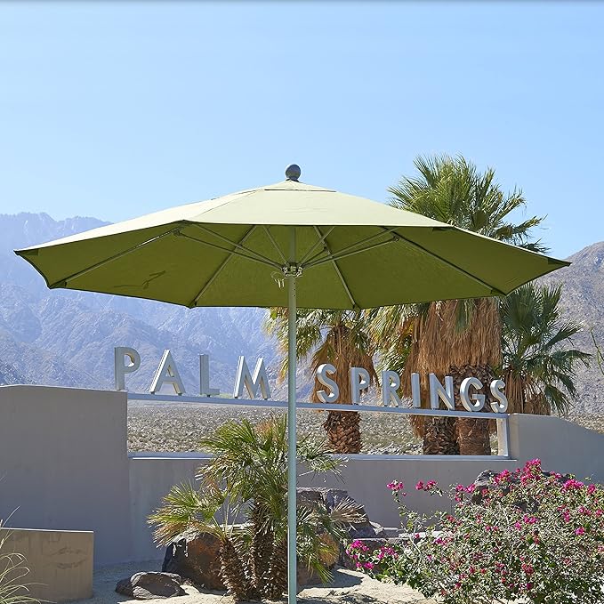 California Umbrella 9' Round Aluminum/Fiberglass Umbrella, Push Open,