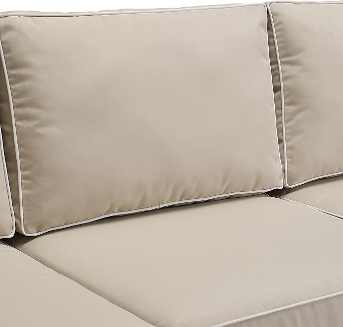Crosley Furniture Bradenton 5-Piece Outdoor Sofa Patio Furniture Set, Wicker Conversation Sets for Porch, Brown with Sand Cushions