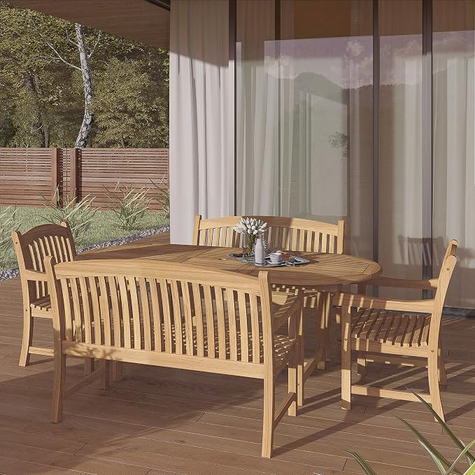 Amazonia Extendable Oval Newcastle Patio Dining Set, 7 Piece, Brown