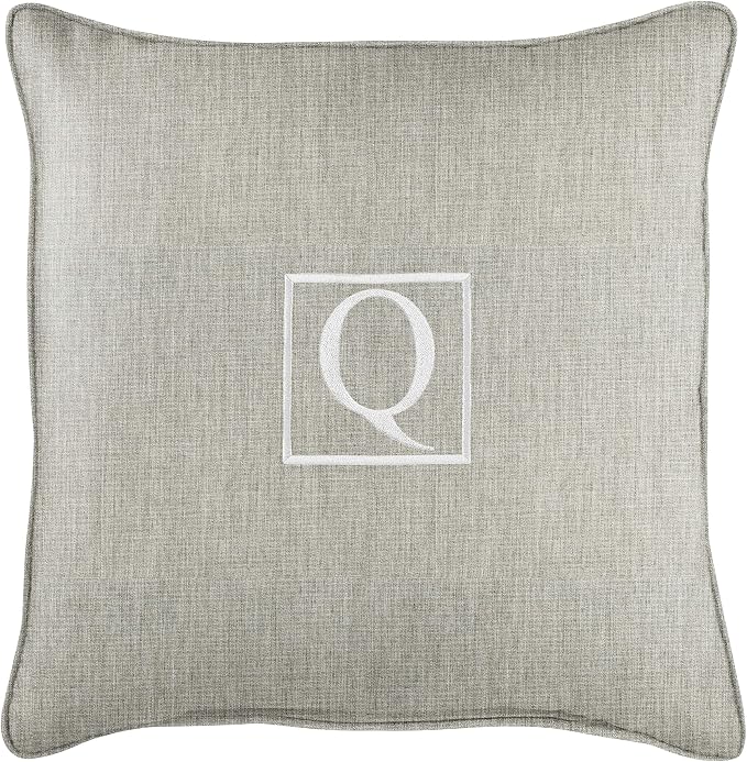 Sorra Home AMZ985911SP 18 Q Embroidered Lumbar Pillow, Gray-13 in x 20 in, Sunbrella - Canvas Granite