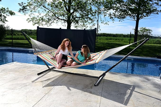 Vivere Quilted Polyester Fabric Double Hammock with Spreader Bars - 450 lb Capacity (Ciao)