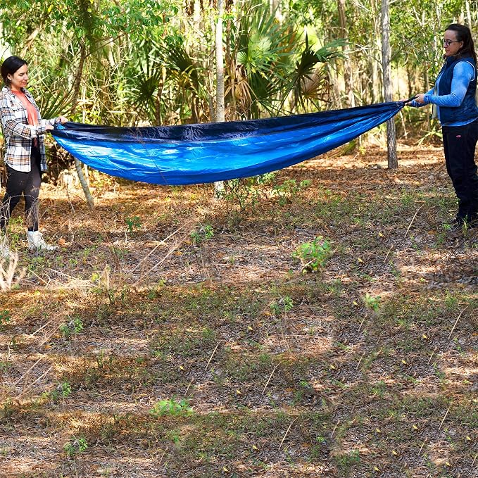 Bliss Hammocks BH-406XLS-N-RB Hammock in a Bag w/ Mosquito Net & Adjustable Tree Straps, 54-in. Wide, Weather & UV Resistant, 350 Lb. Capacity (Royal Bliss)