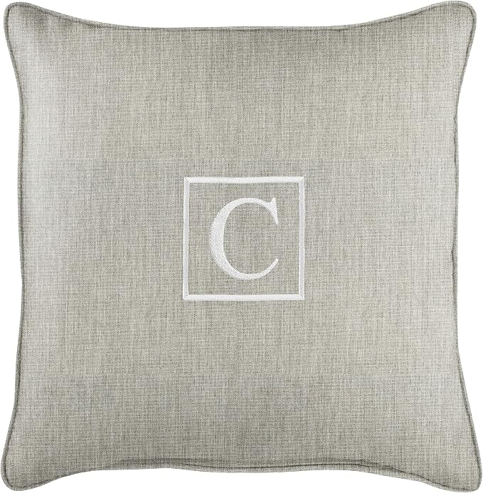 Sorra Home AMZ165911SP 18 C Embroidered Lumbar Pillow, Gray-13 in x 20 in, Sunbrella - Canvas Granite
