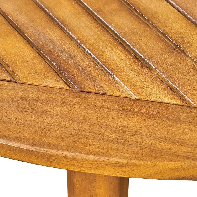 Christopher Knight Home Pines Outdoor 5 Piece Acacia Wood Dining Set with Cushions, Teak Finish and Cream