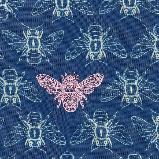 Honeycomb Indoor/Outdoor Lumbar Pillow for Patio Furniture, 20 x 12 | Nocturnal Blue Embroidered Bumble Bee Throw Pillow, Water & Fade Resistant for Patio Furniture Set