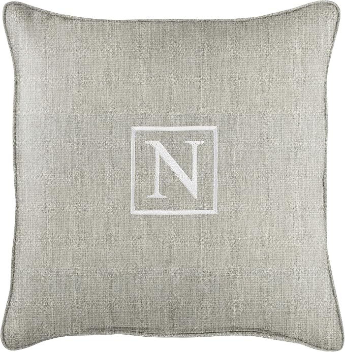 Sorra Home AMZ385911SP 18 N Embroidered Lumbar Pillow, Gray-13 in x 20 in, Sunbrella - Canvas Granite