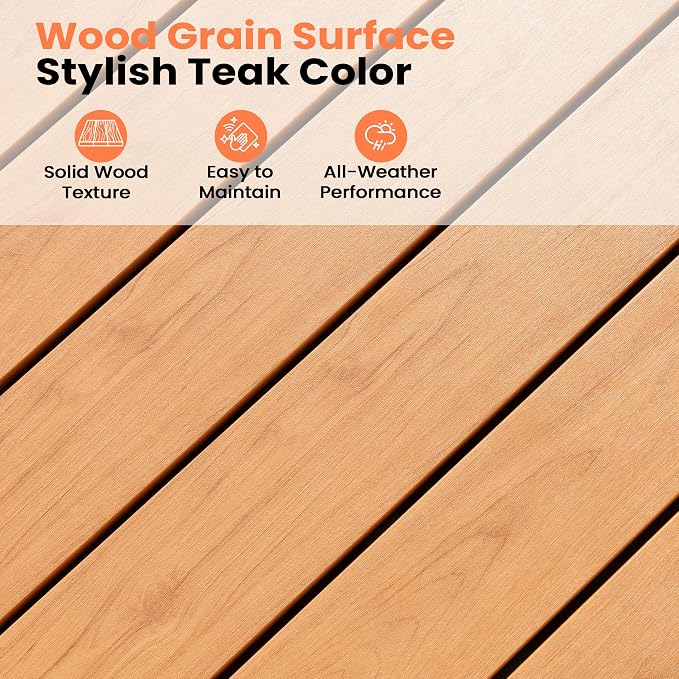 Pellebant 13 Piece Patio Table and Chairs Set, Aluminum Outdoor Dining Set with Umbrella Hole, 118" Dining Table & Stackable Chairs, Weather Resistant Teak Wood Grain Finish for Deck, Porch, Backyard