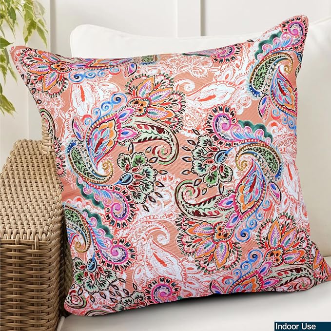 COZY TRENDS Decorative Indoor Outdoor Waterproof Throw Pillows with Inserts - Stylish Comfort for Your Patio Furniture, Garden Chairs, or Indoor Décor (18''X18'', Pink)