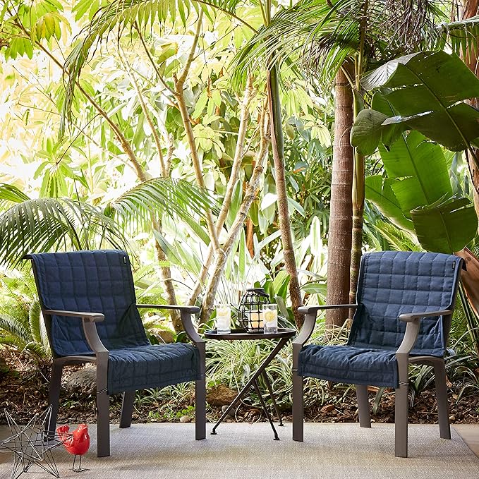 Classic Accessories Montlake Water-Resistant 45 Inch Patio Chair Slipcover, Heather Indigo, Patio Furniture Covers