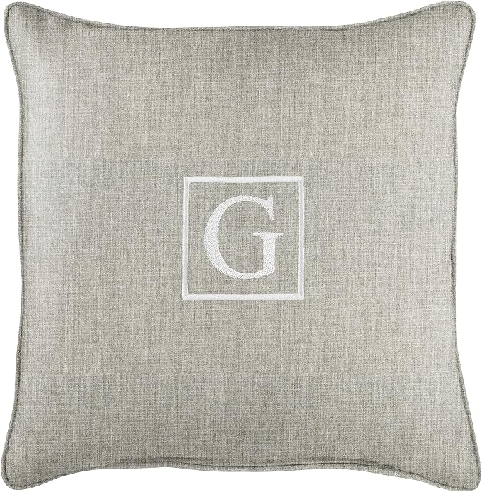 Sorra Home AMZ965911SP 18 G Embroidered Lumbar Pillow, Gray-13 in x 20 in, Sunbrella - Canvas Granite
