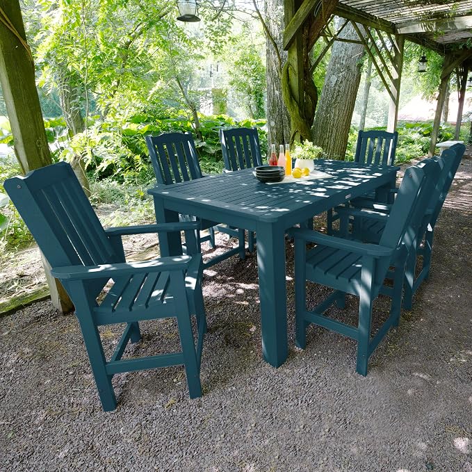 Highwood AD-ST7LH2CO4BA-NBE Lehigh 7pc Rectangular Counter Height Dining Set 72" x 42", Nantucket Blue