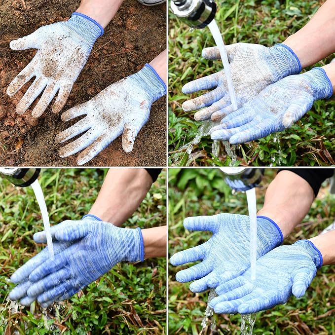 6 Pairs Gardening Gloves for Women - Breathable Rubber Coated Garden Gloves, Multi-purposes Gardening Gloves