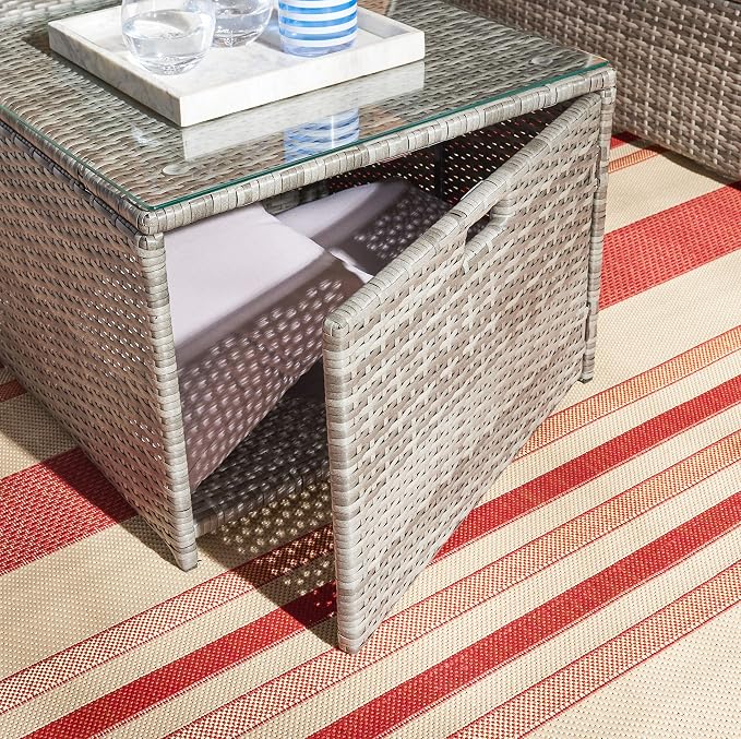 SAFAVIEH Outdoor Collection Helga Grey/Grey Wicker Conversation Patio Set