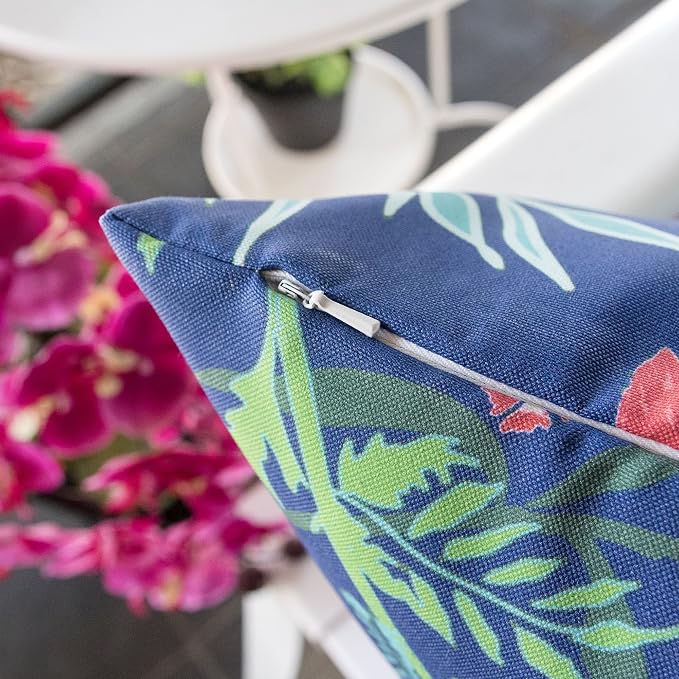Outdoor Accent Pillow Cover,Tropical Garden Large Water/UV/Stain-Resistance Decorative Replacement Cushion Cover 20x20, Cover Only