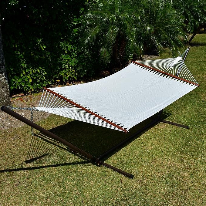 Jumbo Caribbean Hammock - 55 Inch - Soft-Spun Polyester - White