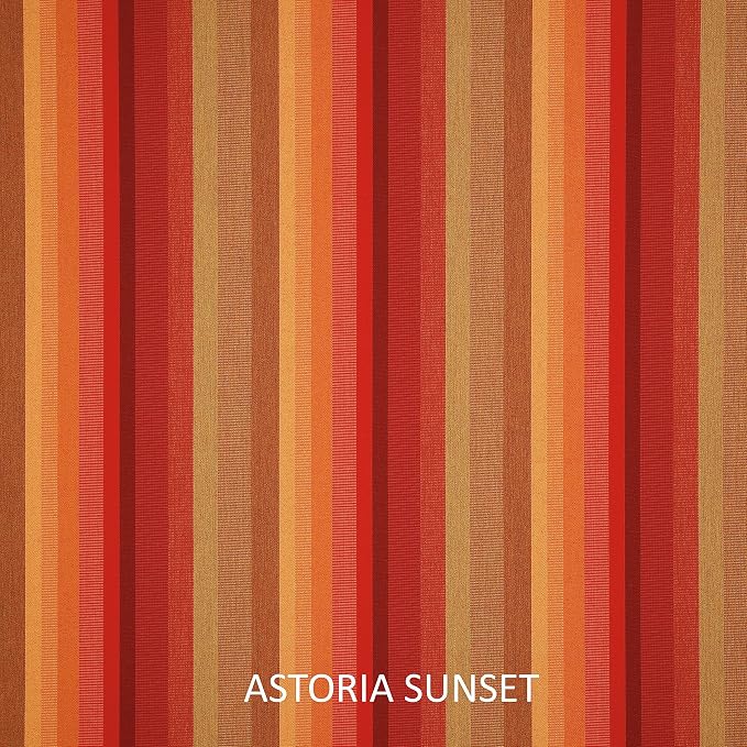 Mozaic Company Sunbrella Indoor/ Outdoor 18" x 12" Corded Lumbar Pillows, Astoria Sunset Stripe and Dupione Crimson, Set of 2