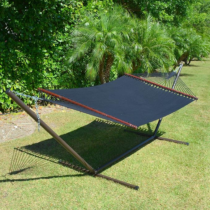 Jumbo Caribbean Hammock - 55 Inch - Soft-Spun Polyester - Black